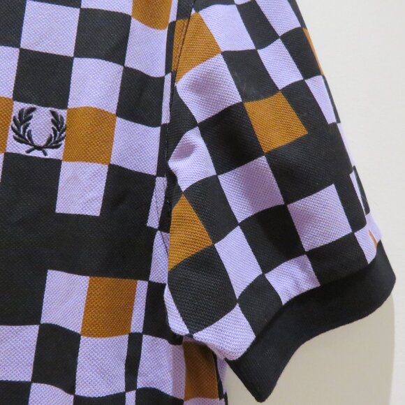 FRED PERRY Chequerboard Ultra Violet Polo Shirt Mod Preppy - Men's Size S NWT - Picture 6 of 15